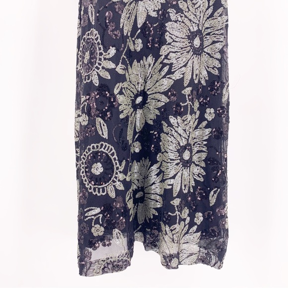 Sandra Soulos Floral Sequined Midi Dress Size 12 - Picture 4 of 8